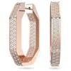 Swarovski Dextera Rose Gold-tone  Octagon Shape Hoop Earrings In Pink/rose Gold Tone/gold Tone