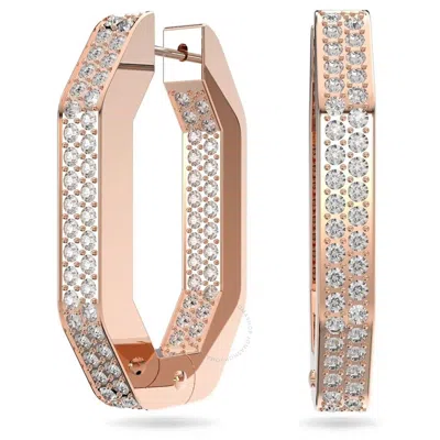 Swarovski Dextera Rose Gold-tone  Octagon Shape Hoop Earrings In Pink/rose Gold Tone/gold Tone