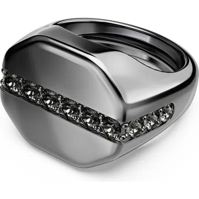 Swarovski Dextera Black Ruthenium Plated Octagon Ring