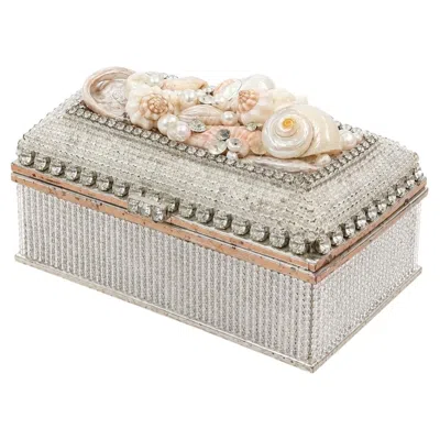 Pre-owned Swarovski Douglas Cloutier Coastal Shell And  Crystal Keepsake Box, Signed, 1990s In Beige