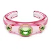 Swarovski Dulcis Mixed Cuts Multicolored Gold-tone Plated Cuff Bracelet In Pink