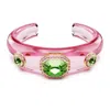 Swarovski Dulcis Mixed Cuts Multicolored Gold-tone Plated Cuff Bracelet In Pink