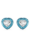 Swarovski Dulcis Heart Cut Clip Earrings In Blue