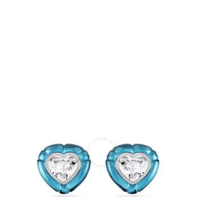 Swarovski Dulcis Heart Cut Clip Earrings In Blue