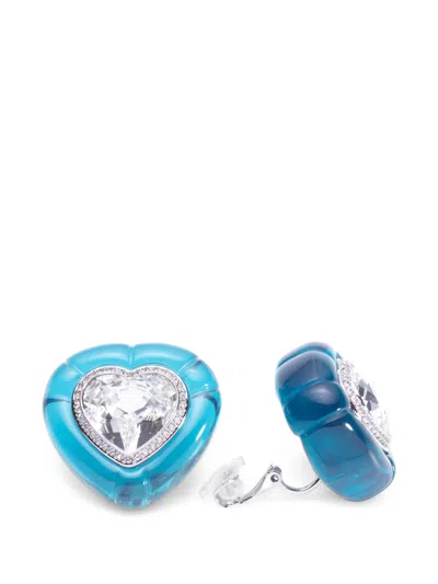 Swarovski Dulcis Heart-shape Earrings In Blue