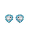 Swarovski Dulcis Heart Cut Clip Earrings In Blue