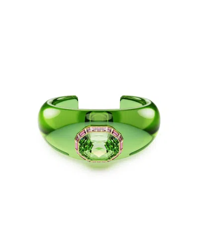 Swarovski Dulcis Octagon Cut Pave Green Gold-tone Plated Cuff Bracelet
