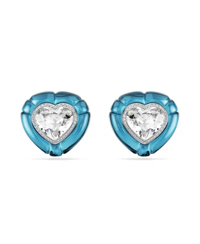 SWAROVSKI DULCIS RHODIUM PLATED HEART CLIP-ON EARRINGS
