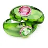 Swarovski Dulcis Octagon Cut Pave Gold-tone Plated Cuff Bracelet Set In Green