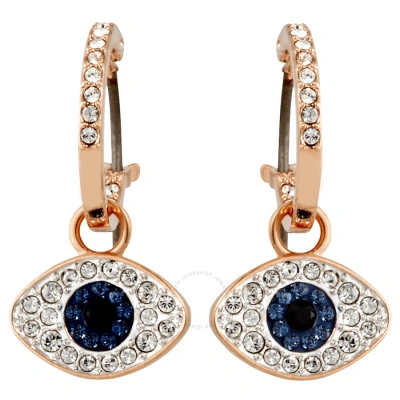 Swarovski Duo Rose Gold Plated Evil Eye Hoop Earrings In Black / Gold / Rose / Rose Gold