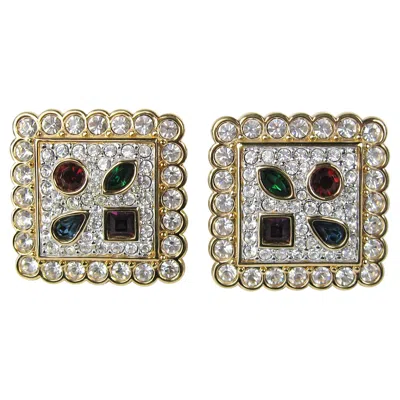 Pre-owned Swarovski Earrings Crystal Multi Colored Square New And Never Worn -1980s In Brown