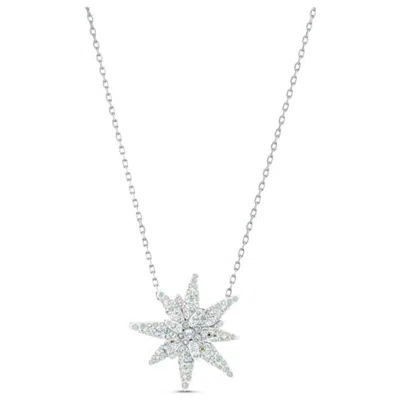 Swarovski Edelweiss Pendant Rhodium Plated Necklace In White