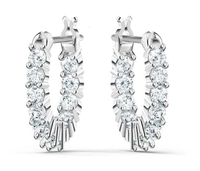 Swarovski Silver-tone Extra-small Crystal Hoop Earrings, 0.50" In Multicolor