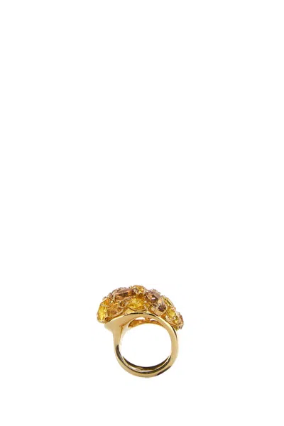 Swarovski Embellished Metal Gema Ring In Gold