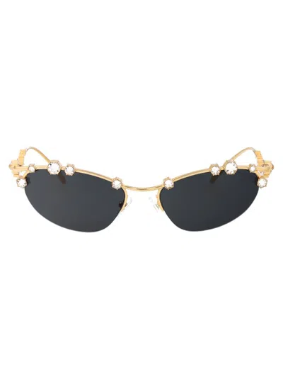 Swarovski Embellished Oval Frame Sunglasses In Gold