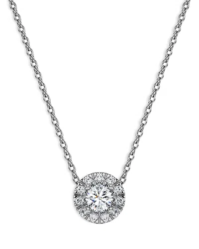 Swarovski Eternity Certified Lab Grown Diamond Halo Pendant Necklace, 15.87-17.87 In Silver