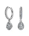 Swarovski Eternity Certified Lab Grown Diamond Pear Halo Charm Hoop Earrings In Silver