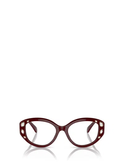 Swarovski Womens Red Sk2006 Oval-frame Gem-embellished Acetate Optical Glasses In Red Burgundy