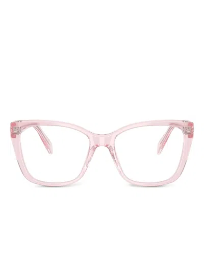 Swarovski Eyewear Crystal-embellished Square-frame Glasses In 핑크