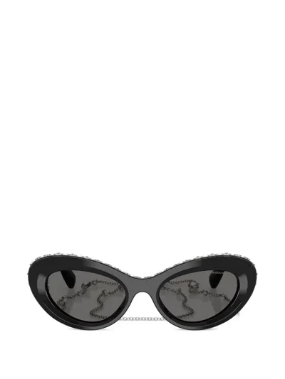 Swarovski Eyewear Cat-eye Embellished Sunglasses In 블랙