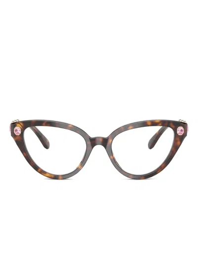 Swarovski Eyewear Crystal-embellished Cat-eye Glasses In Brown