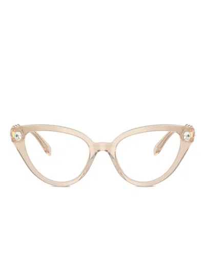 Swarovski Eyewear Crystal-embellished Cat-eye Glasses In Brown