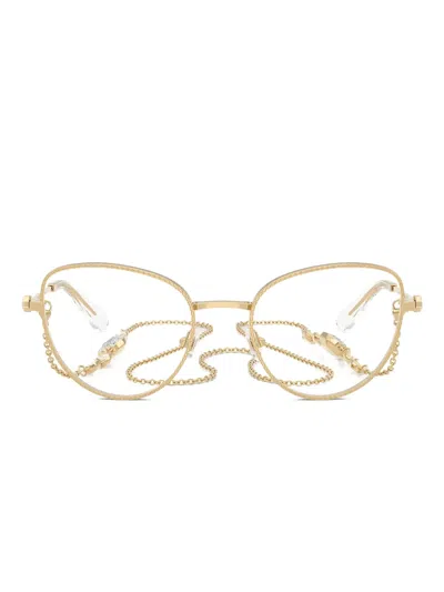 Swarovski Eyewear Crystal-embellished Cat Eye-frame Glasses In 골드 톤