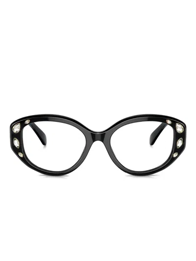 Swarovski Eyewear Crystal-embellished Cat-eye Glasses In Black