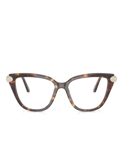 Swarovski Eyewear Crystal-embellished Cat-eye Glasses In Brown