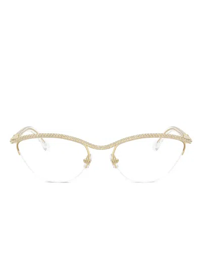 Swarovski Eyewear Crystal-embellished Cat-eye Glasses In Gold