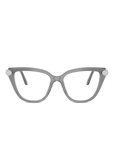 Swarovski Eyewear Crystal-embellished Cat-eye Glasses In Gray