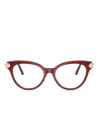 Swarovski Eyewear Crystal-embellished Cat-eye Glasses In Red