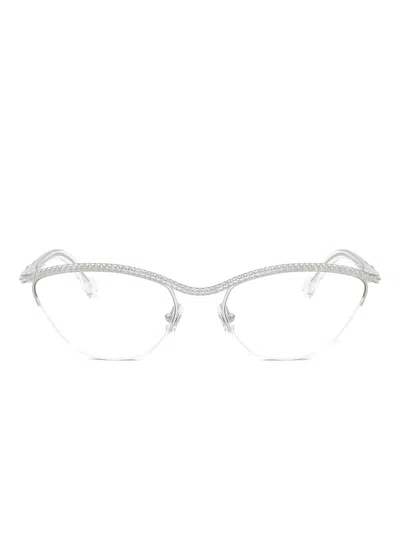 Swarovski Eyewear Crystal-embellished Cat-eye Glasses In Silver