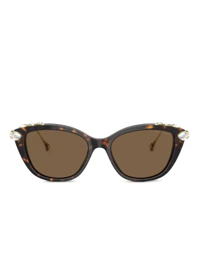 Swarovski Eyewear Crystal-embellished Cat-eye Sunglasses In Brown
