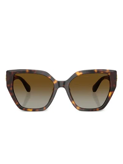 Swarovski Eyewear Crystal-embellished Geometric Sunglasses In Brown