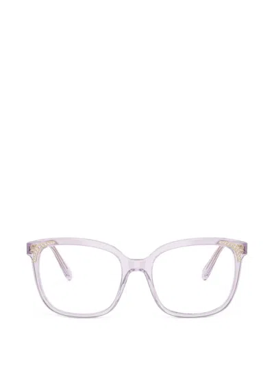 Swarovski Eyewear Crystal-embellished Geometric-frame Glasses In Purple