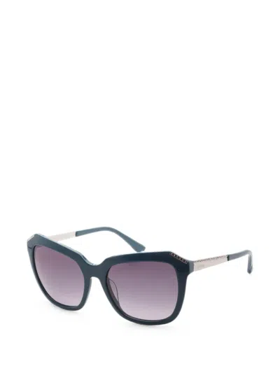Swarovski Eyewear 크리스털 장식 기하학 프레임 선글라스 In 블루