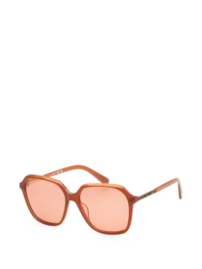 Swarovski Eyewear Crystal-embellished Geometric-frame Sunglasses In 오렌지