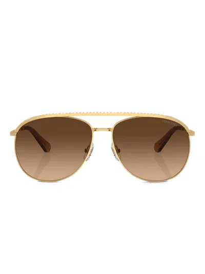 Swarovski Eyewear Crystal-embellished Metal Sunglasses In Gold