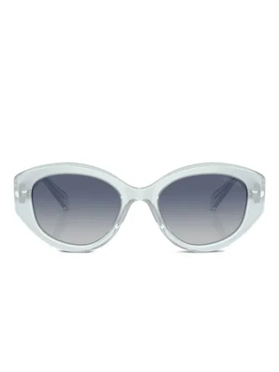 Swarovski Eyewear Crystal-embellished Oval-frame Sunglasses In Blue