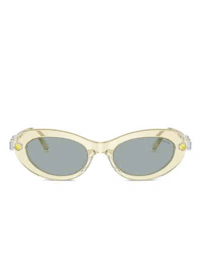 Swarovski Eyewear Crystal-embellished Oval-frame Sunglasses In Yellow