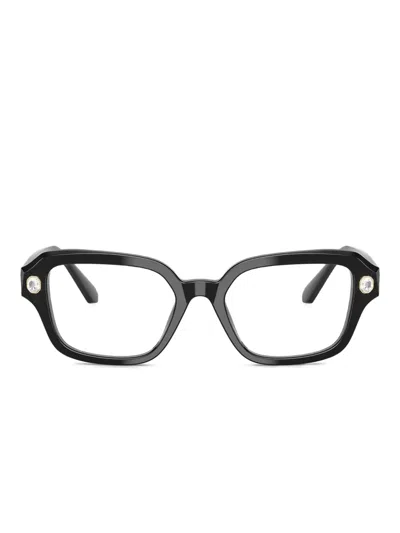 Swarovski Eyewear Crystal-embellished Rectangle-frame Glasses In Black
