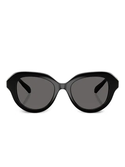 Swarovski Eyewear Crystal-embellished Round-frame Sunglasses In Black