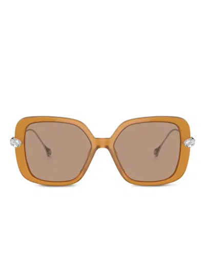 Swarovski Eyewear Crystal-embellished Square Sunglasses In Brown