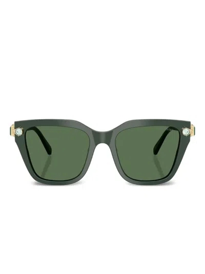 Swarovski Eyewear Crystal-embellished Square Sunglasses In Green