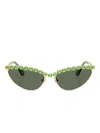 Swarovski Eyewear Embellished Cat-eye Sunglasses In Green