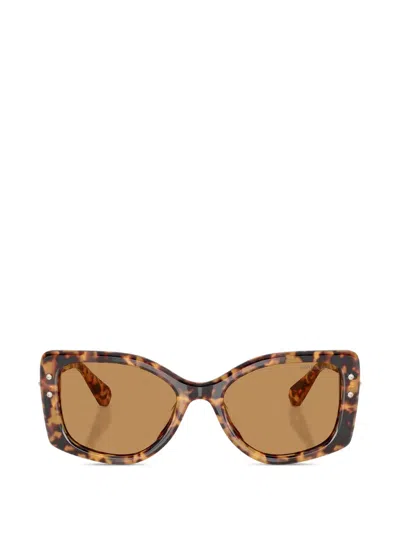 Swarovski Eyewear Pillow Shape Crystal-embellished Sunglasses In 브라운