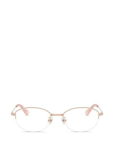 Swarovski Eyewear Rose Gold Round-frame Glasses In Pink