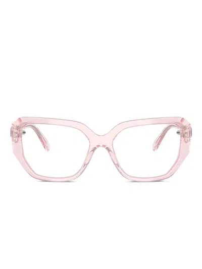 Swarovski Eyewear Sk2035 Crystal-embellished Geometric-frame Glasses In Pink