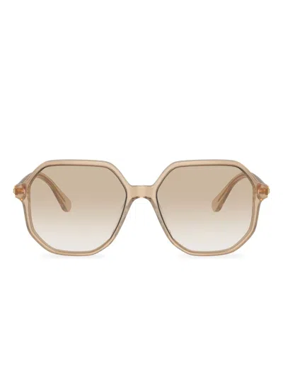 Swarovski Eyewear Sk6003 Crystal-embellished Geometric-frame Sunglasses In Neutral
